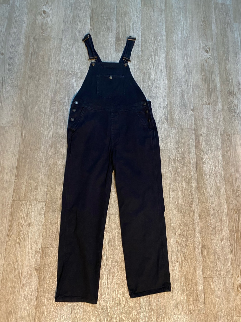 FAHERTY ORGANIC COTTON BLACK OVERALLS SIZE S